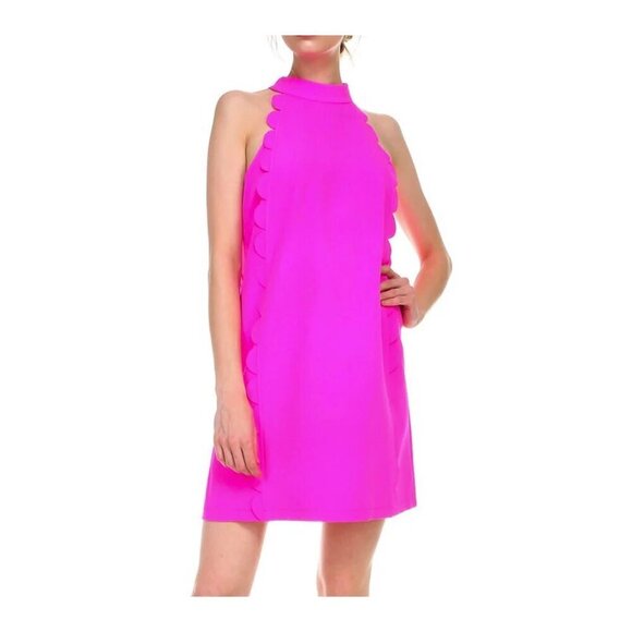 TCEC Dress Women's Large Hot Pink Scalloped Trim Mini Preppy Barbiecore - Picture 8 of 9